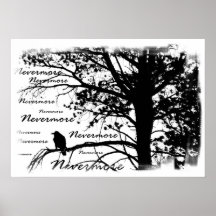 Poster - B&W Raven nunca más la silueta