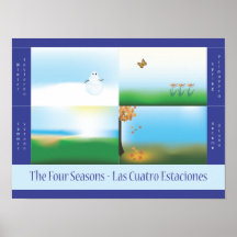 Poster bilingüe de la escuela de cuatro estaciones