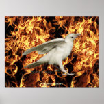 Poster blanco del arte del cuervo y de las llamas
