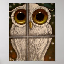 Poster BLANCO del BÚHO NEVADO de la FANTASÍA