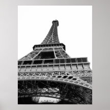 Poster blanco y negro de la torre Eiffel