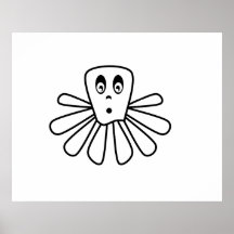 Poster blanco y negro del pulpo