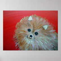Poster caprichoso de la pintura de Pomeranian del 