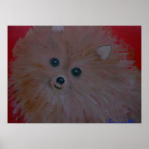 Poster caprichoso de la pintura de Pomeranian del 
