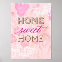 Poster casero dulce del hogar de la flora del vint