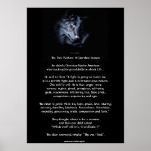 Poster CHEROKEE del arte del CUENTO de DOS LOBOS