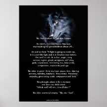 Poster CHEROKEE del arte del CUENTO de DOS LOBOS
