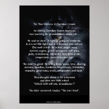 Poster CHEROKEE del arte del CUENTO de DOS LOBOS