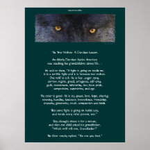 Poster CHEROKEE del arte del CUENTO de DOS LOBOS