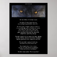 Poster CHEROKEE del arte del CUENTO de DOS LOBOS