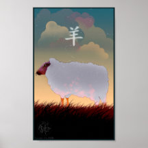 Poster chino de las ovejas del zodiaco
