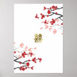 Poster chino del boda del oro rojo de Sakuras