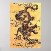 Poster chino del dragón del vintage
