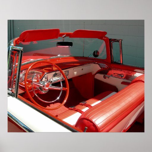 Poster clásico rojo del coche del vintage