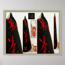 Poster - collage acogedor japonés de té del kanji