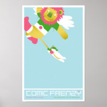 Poster cómico del león del frenesí