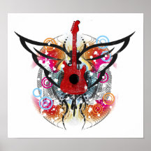 Poster con alas de la guitarra