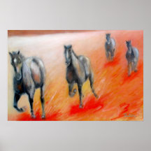 Poster corriente de los caballos