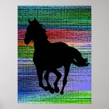 Poster corriente negro del caballo