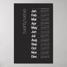 Poster de 2012 calendarios - negro Helvética del s