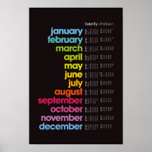 Poster de 2013 calendarios - negro