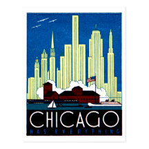 Poster de Chicago de 1930 visitas Postal