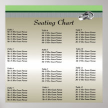 Poster de la carta del asiento de la recepción nup