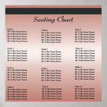 Poster de la carta del asiento de la recepción nup