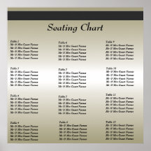 Poster de la carta del asiento de la recepción nup