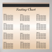 Poster de la carta del asiento de la recepción nup