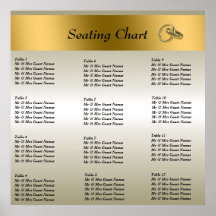 Poster de la carta del asiento de la recepción nup