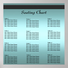 Poster de la carta del asiento de la recepción nup