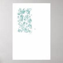 Poster de la decoración del pájaro (azul)