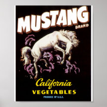 Poster de la etiqueta de marca de Mustange