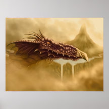 poster de la fantasía del dragón de vuelo
