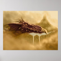 poster de la fantasía del dragón de vuelo
