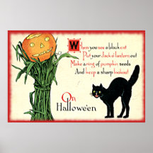 Poster de la frase de la calabaza del gato negro d