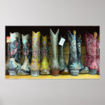 Poster de la impresión de las botas de vaquero del