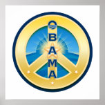 Poster de la paz de Obama Goldstar, en blanco