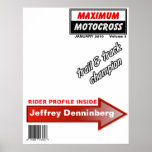 Poster de la portada de revista del motocrós de la