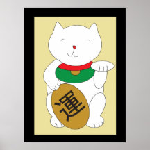 Poster de la suerte de Maneki Neko y de la buena f