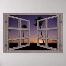 Poster de la ventana abierta del cristal de la pue