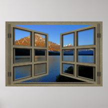 Poster de la ventana abierta del cristal del parqu