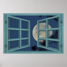 Poster de la ventana abierta del cristal del verde