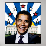 Poster de las estrellas y de las rayas de Barack O