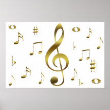 Poster de las notas musicales del oro