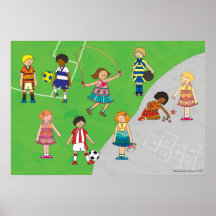 Poster de los muchachos y de los chicas de los jue