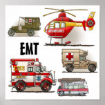 Poster de los vehículos de la ambulancia EMT