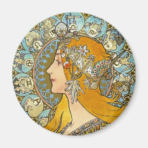 Poster de Nouveau del arte de Mucha - zodiaco - pe Imán De Frigorifico