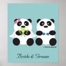Poster de novia y del novio de la panda
